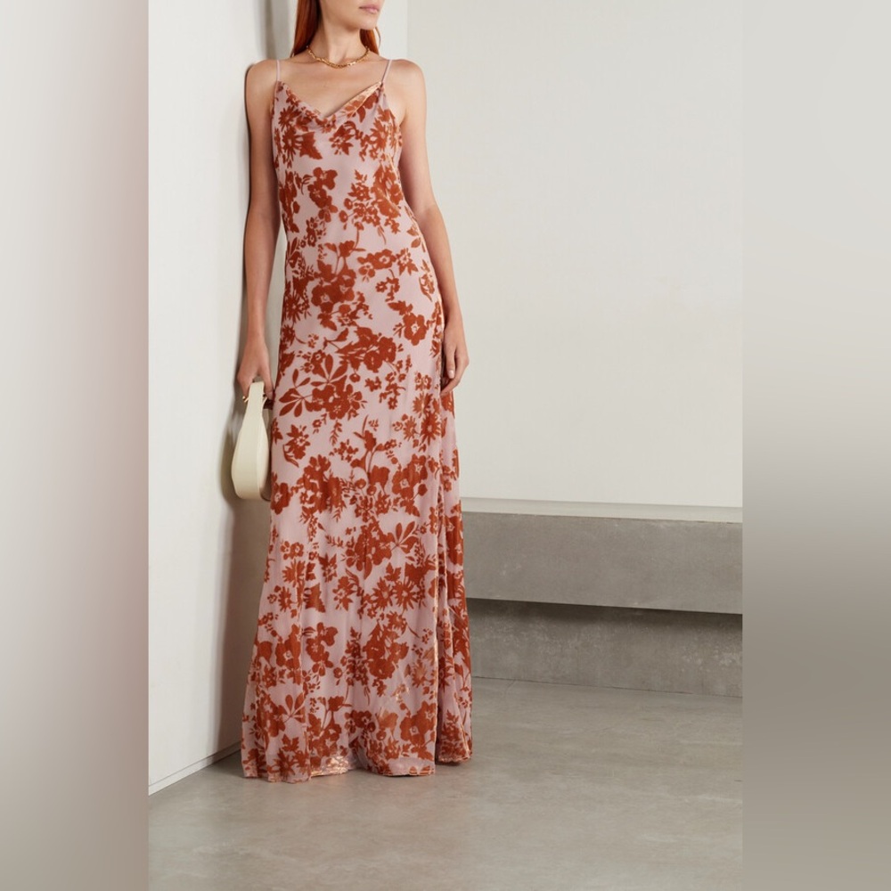 L'AGENCE Women's Pink Christine Cowl Neck Burnout Maxi Dress